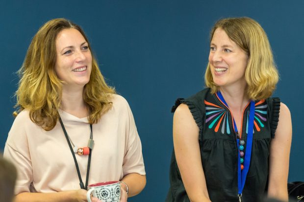 GDS Directors Hazel Hobbs and Emily Ackroyd in a meeting