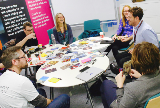 Group meeting at a round table at the DfE Digital