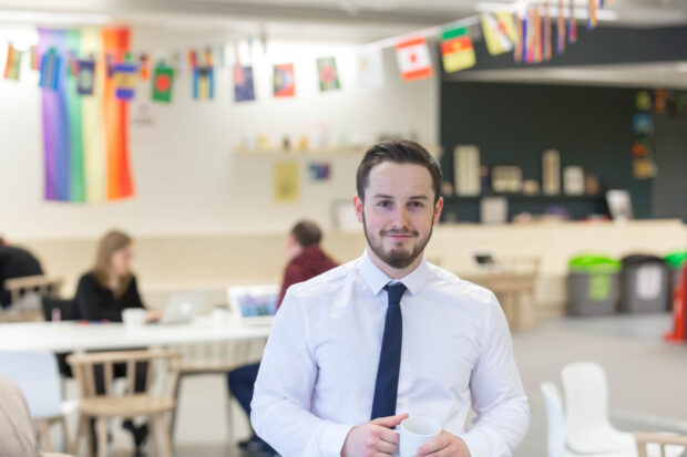 Andrew Clarke HSE apprentice in the office