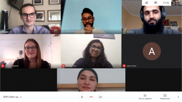 Some of the SDIP interns virtually meeting with Rahil Ali, Early Talent Manager at GDS