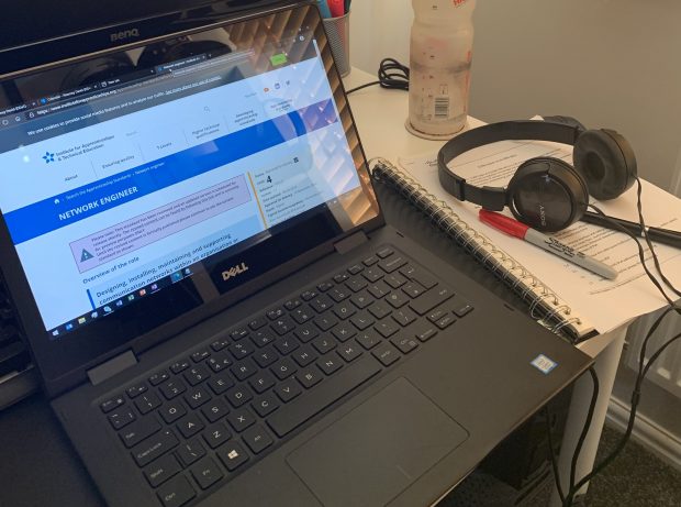 Picture of laptop showing network engineering apprenticeship page